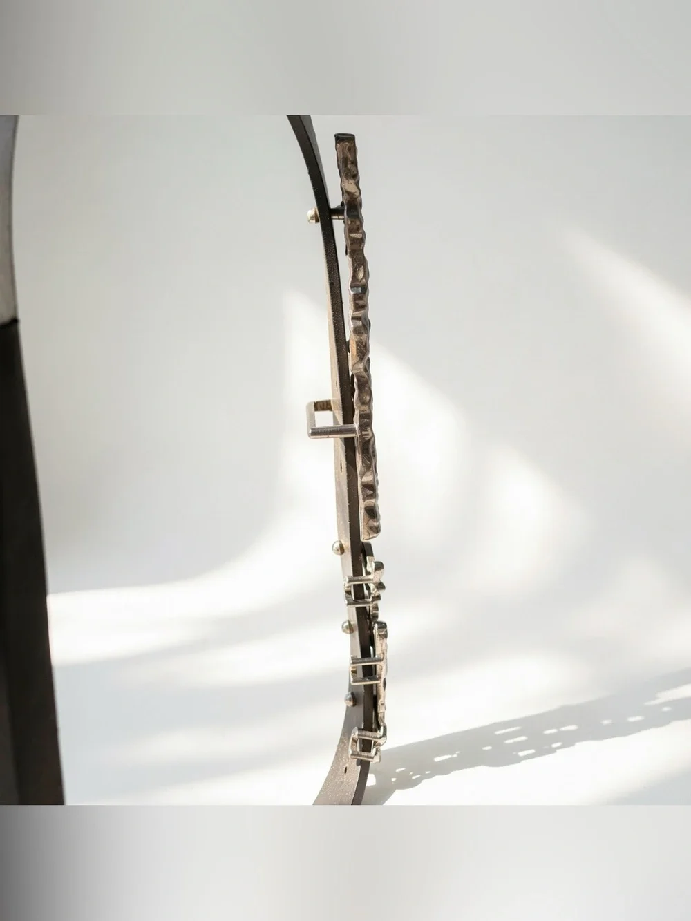 Black faux leather belt with silver dripping metal detail , metal removable